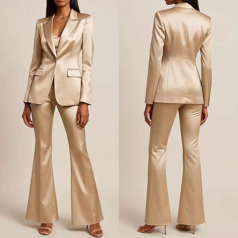 Simple Loose Women Suits Flare Pants One Button Blazer Fashion Office Lady Suit Customized Prom Party Outfits