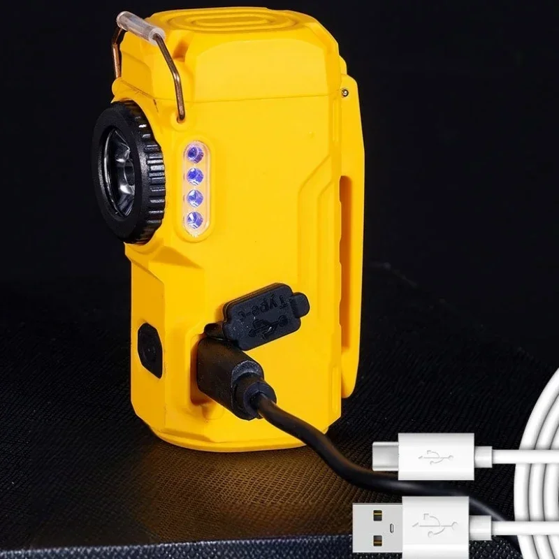 Electric Arc Silent Windproof Lighter, Portable Outdoor Multifunctional And Multi-level Adjustable Lighting, LED Flashlight