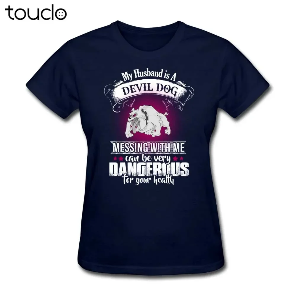 New My Husband Is A Devil Dog Marine Usmc Wife Gift Women'S T-Shirt Unisex S-5Xl Xs-5Xl Custom Gift Creative Funny Tee