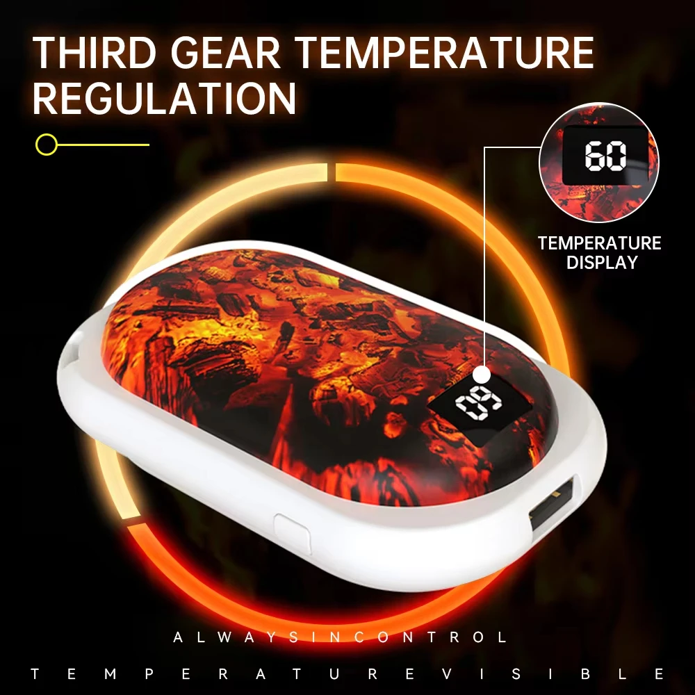 New Portable Electric Hand Warmer Rechargeable Heater Winter Heating Handwarmer 3-Gear Adjustable Overheat Protect Power Bank