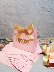 Pink Mini Gift Bag with Gold Foil 'Love' - Great for Candy, Chocolate, and Ferrero Rocher Perfect for Small Gifts and Weddings