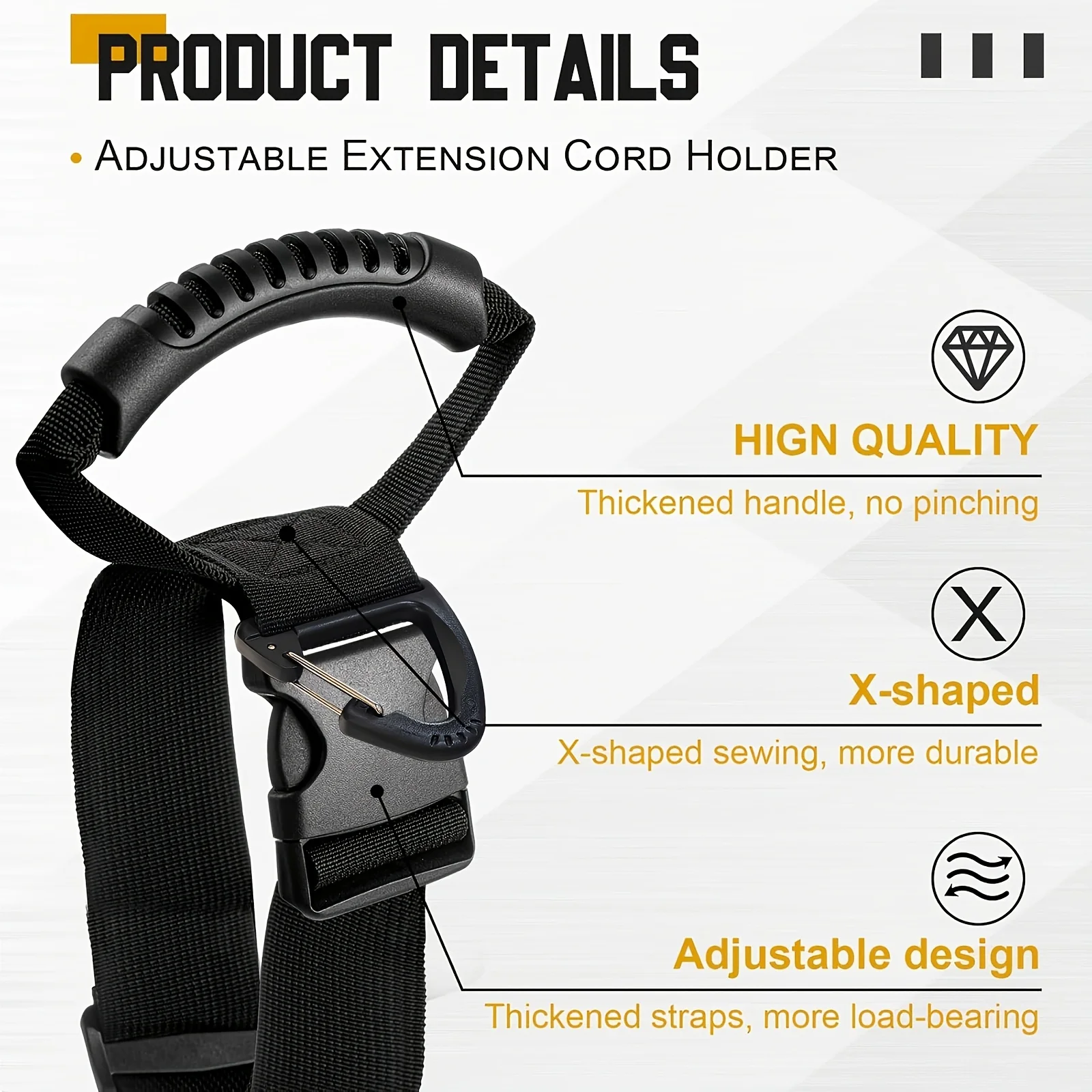 Hand‑held Bundling Strap with Comfort Grip Handle Adjustable Lashing Belt for Cables Hoses Ropes Storage Organizer