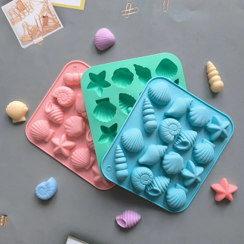 16 Cavity Shell Conch Silicone Mold DIY Ocean Animal Shaped Candy Pudding Chocolate Cake Baking Mould