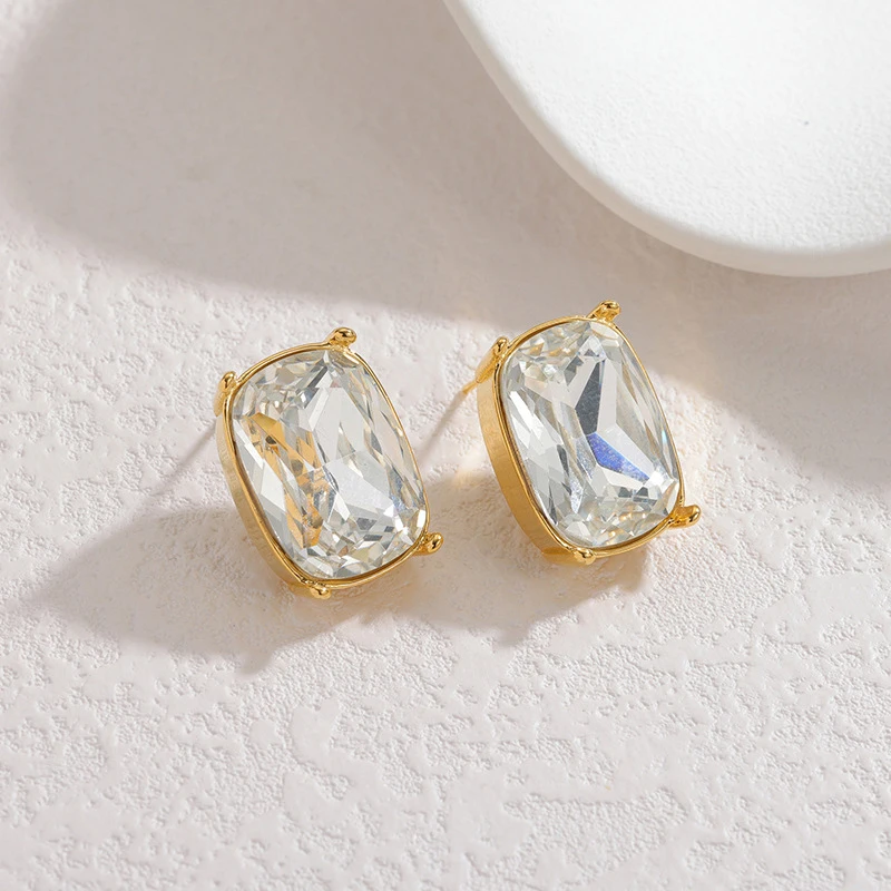EILIECK Trendiges Funkelndes Kristall-Schmuckset mit Halskette, Ohrringen und Ring für Damen, Edelstahl, Goldfarben, Wasserdicht, Geschenkset – Detail 16