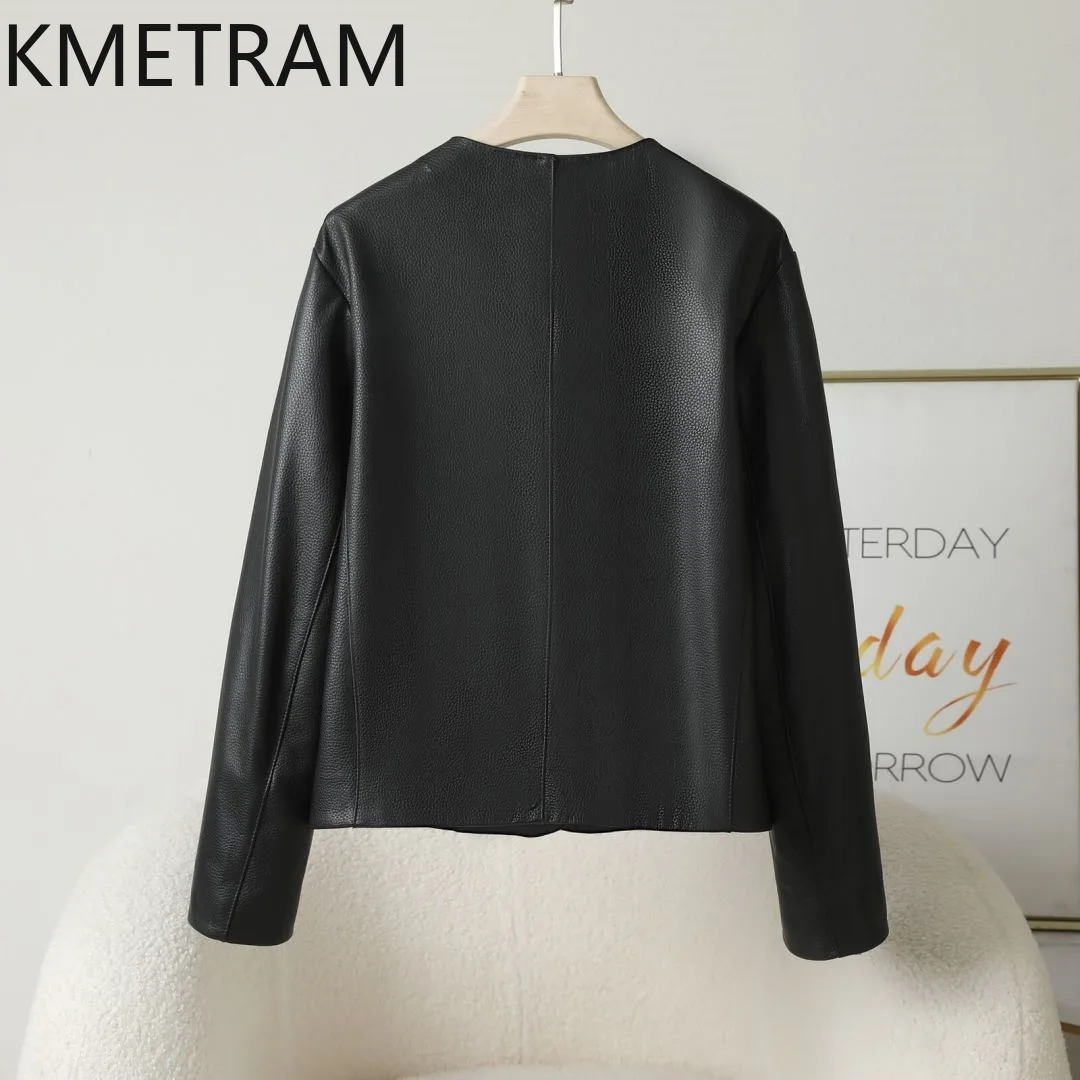 100 % natürliche Ziegenlederjacke für Damen, lässig, kurz, Echtlederjacken, neu in Oberbekleidung, Herbstkleidung, 2025, Damen Naturaбка