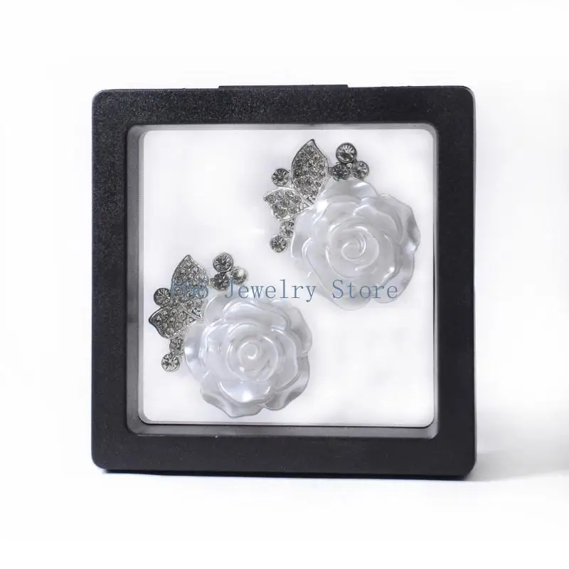 F2TD Pack of 2 Versatile Pearls Embellished Cufflinks Fashion Camellia Decoration