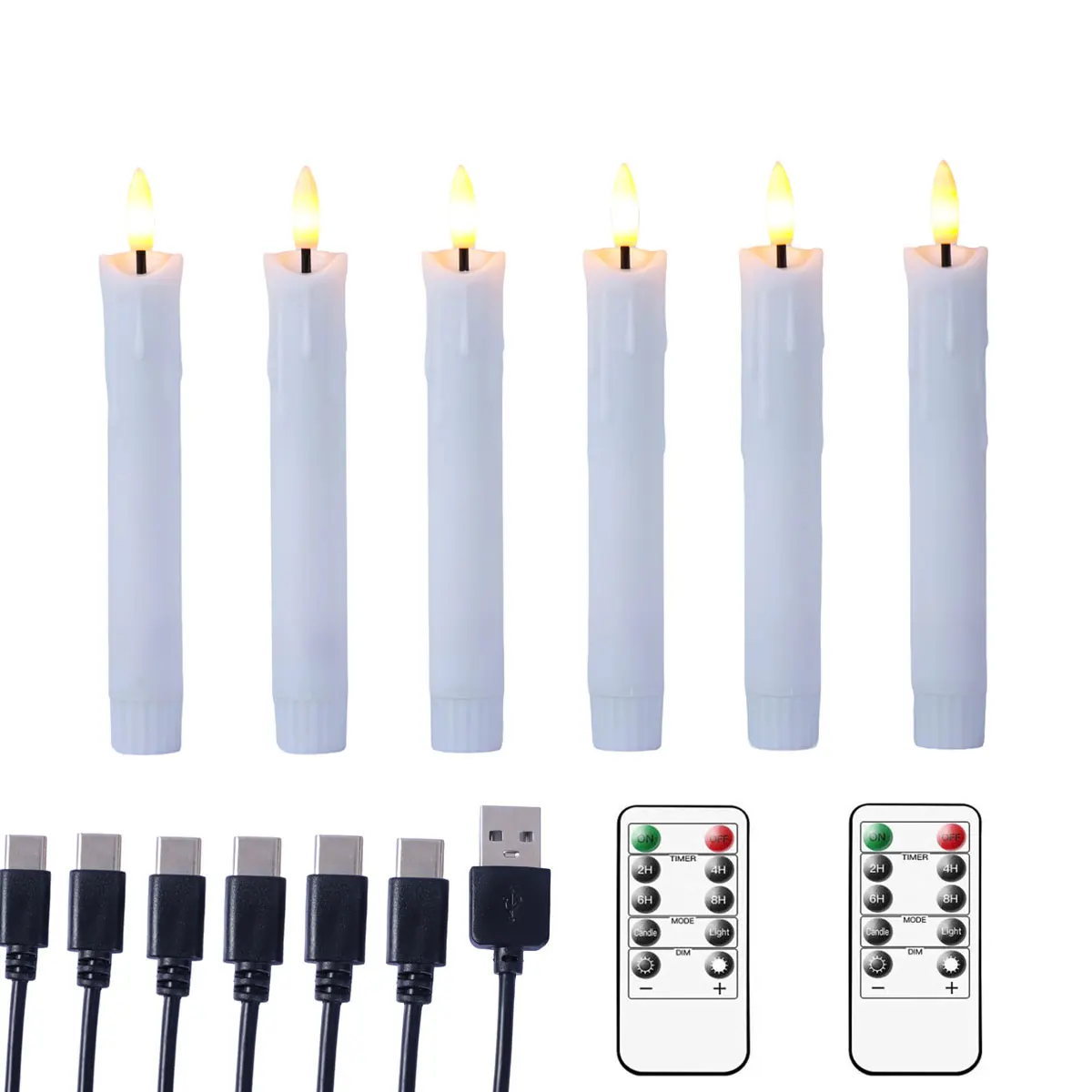 7 Inch/10 Inch Rechargeable Flameless LED Taper Candles, Battery Operated Electric Holiday Halloween Long Decorative Candles