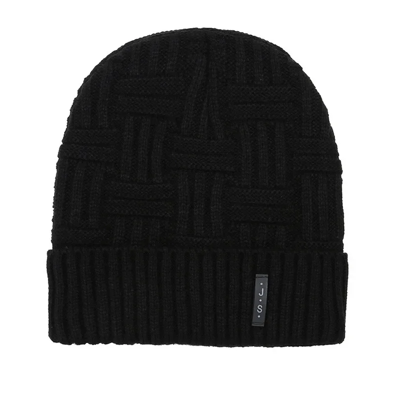 Men's And Women's Winter Knitted Beanie Hat Keep Warm Plus Velvet Thicken Hedging Unisex Black Wool Scully Bone Male Hat 2021