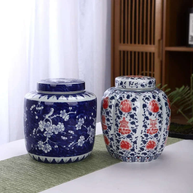 Porcelain Tea Pot Ceramic Sealed Storage Plum Loose Large-capacity Container