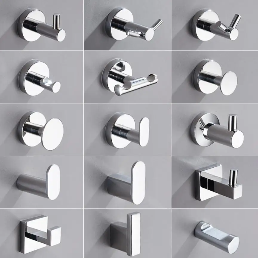304 Stainless Steel Glossy Wall Hook, No-Drill Bathroom Coat Hanger for Shower and Toilet