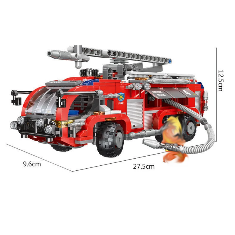 City Technical Ladder Firetruck Fire Truck Building Blocks Police Set Bricks Moc Water Tank Firemen Car Bricks Toys For Kids