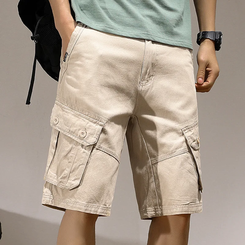 

2023 Men Summer Cotton Shorts Outdoor Cargo Shorts Big Pockets Man Casual Short Pants Size 30-40