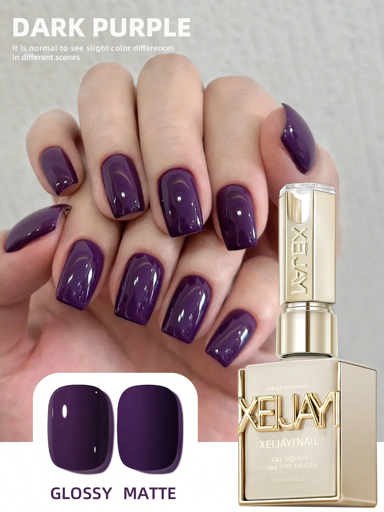

XEIJAYI 1pc 15ml Dark Purple Gel Nail Polish Starter Pure Soak Off No Wipe Nail Gel Polish Suitable For All Seasons