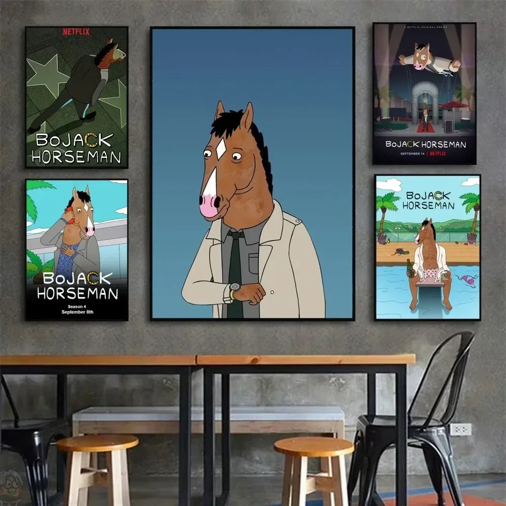 1pc Classic Anime Bojack The Horse Boy Poster Paper Print Home Bedroom Entrance Bar Cafe Art Painting Decoration