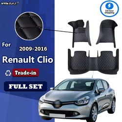 Custom Auto Luxury Leather Car Floor Mat For Renault Clio 2009 2010 2011 2012 2013 2014 2015 2016 Car Accessories