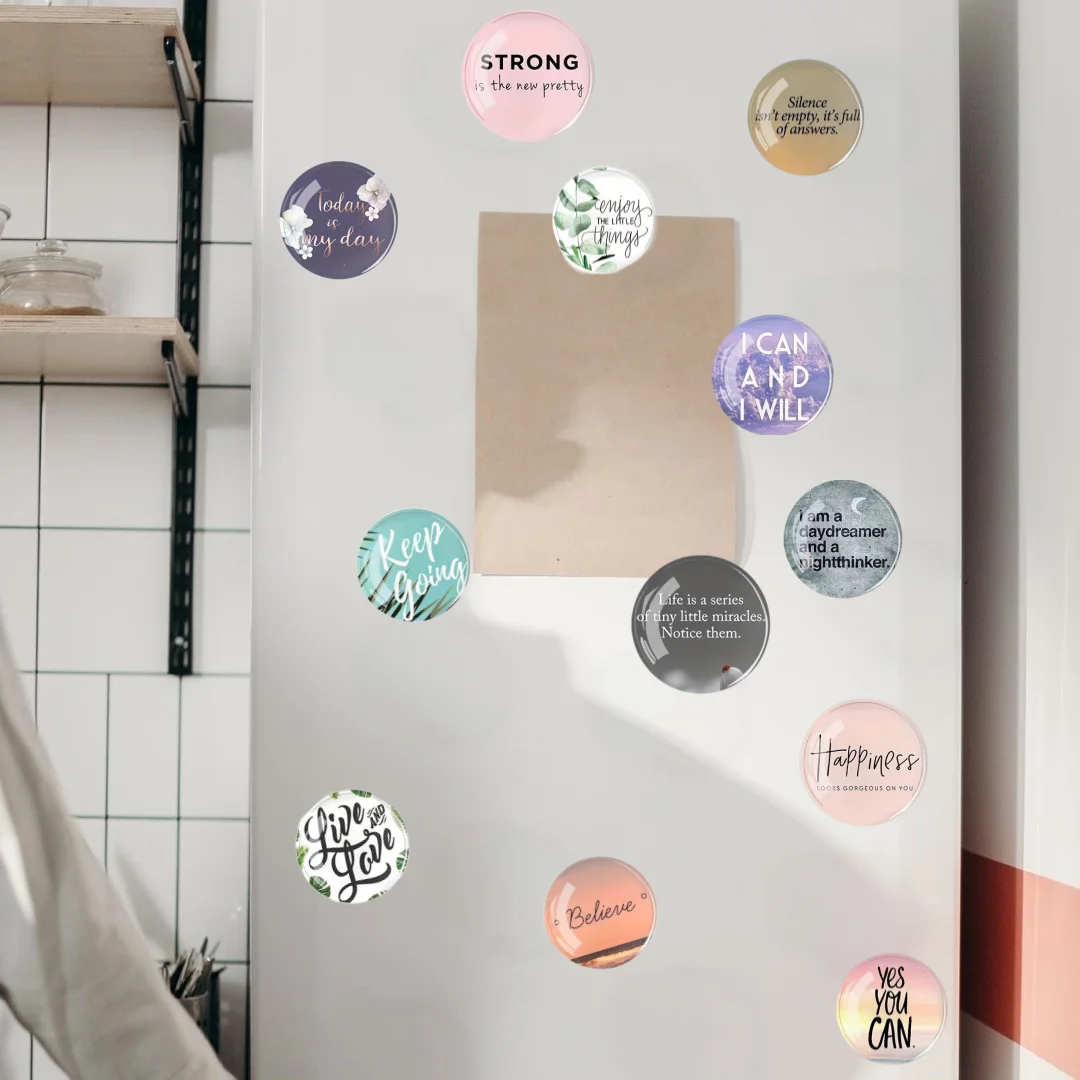 Inspirational Quote Round Fridge Magnets 6/12Pcs Mini Decor Craft Magnets For Kitchen Whiteboard Home Office Desk Accessories