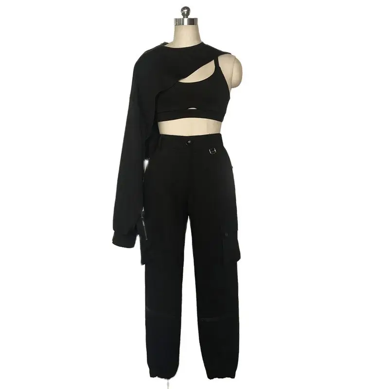 

Rave K-pop Outfit Black Street Wear Dancer Outfit Stage Costume Korean Girl Group Hip-Hop Clothes Cheerleader Costume JL3465