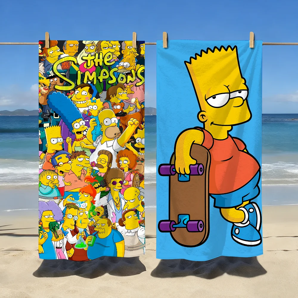 Image of Cartoon Fun Cute Handtuch, weiches Pool-Geschenk für Reisen, Fitness, Dusche, Camping, schnell trocknend, Sport, The S-Simpsons-S, große Strandtücher