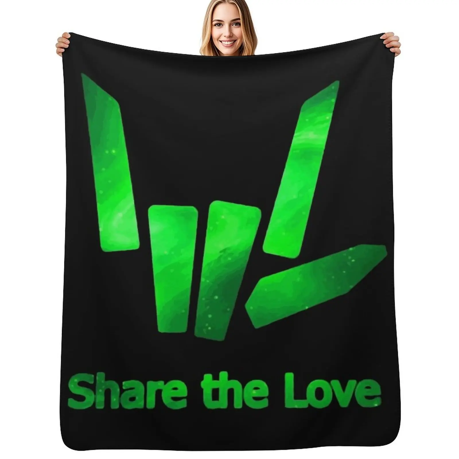 Kids share The Love green Galaxy Logo Throw Blanket Soft Bedroom Blanket for Night Sleeping