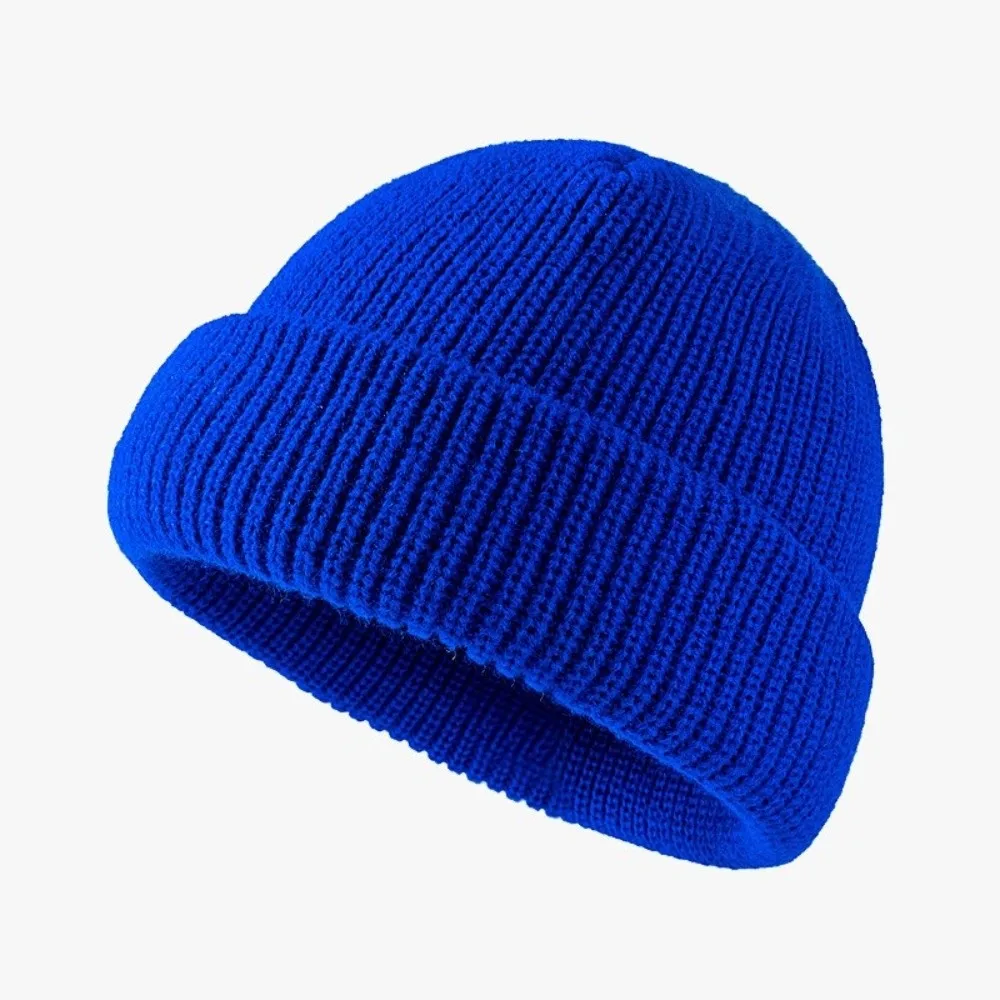 Fashion Elastic Knitted Woolen Cap Windproof Thickened Beanie Hat Solid Color Keep Warm Ear Protection Hat for Women