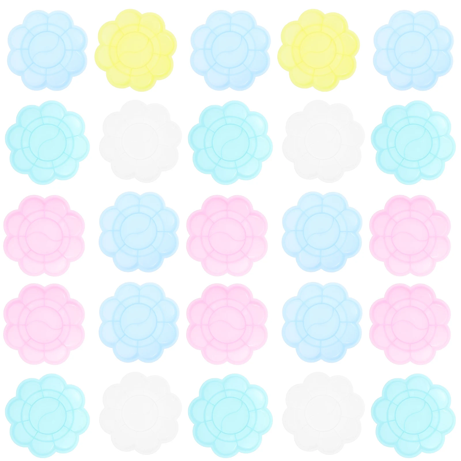 

100pcs Plastic Color Mixer Plate Flower Shaped Painting Trays For Art Drawing Diy Watercolor Pigment Trays Art Supplies