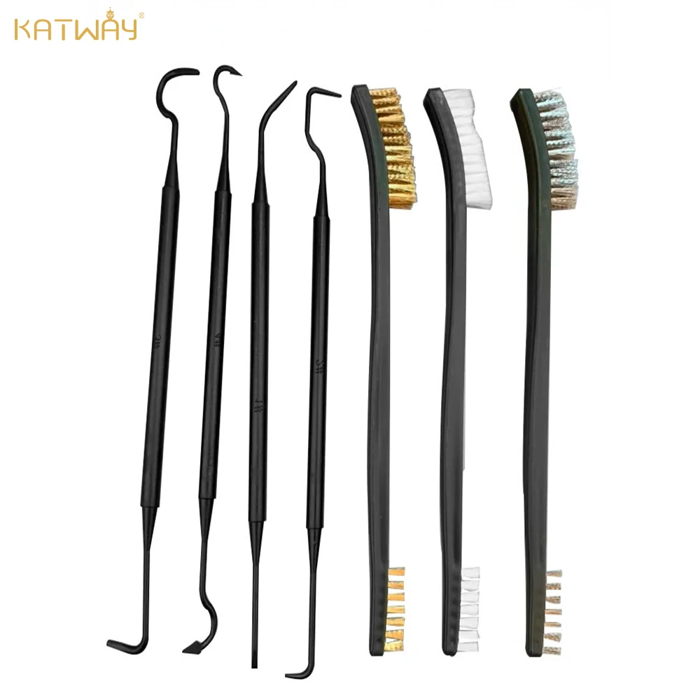 

KATWAY Universal Hunting Gun Cleaning Kit Double-end Steel Wire Brush & Nylon Pick Set Tactical Rifle Gun Cleaning Tool HH-AA103