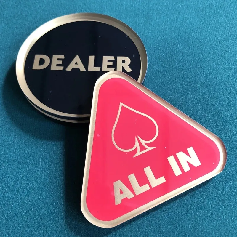 Acrylic Poker Chips Texas Hold'em Game DEALER/ALL IN with Good Luck Poker Accessories Suitable for Casino Entertainment