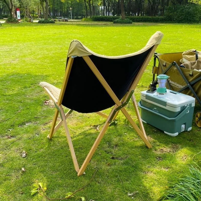 Solid Beech Wood Large Folding Butterfly Chair, Outdoor Furniture for Camping Leisure Hiking Beach Sports Activities Camping
