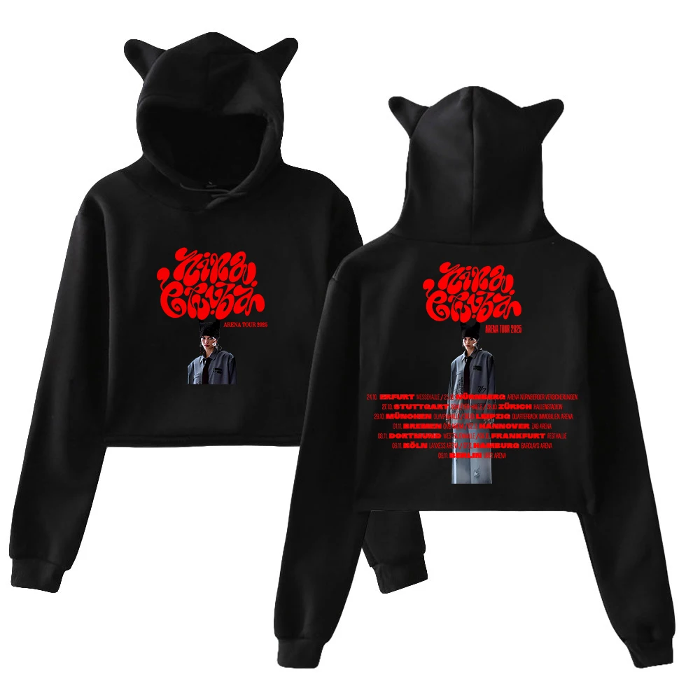 2025 Nina Chuba Arena Tour Merch Sudadera con capucha Orejas de gato Sudadera con capucha Top corto de manga larga Ropa de mujer