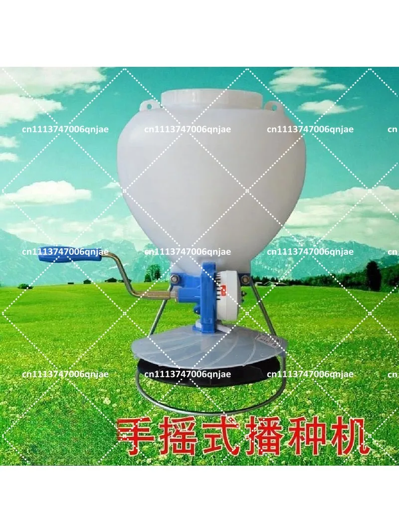 Handheld Multi-Function Seeder for Grass Seed, Fertilizer, and Small Seeds, Easy Crank Operation
