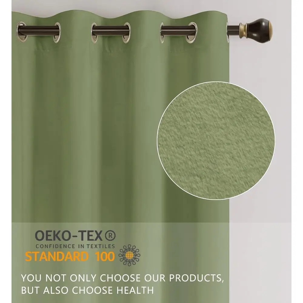 ستائر مخملية خضراء حكيمة معزولة حراريًا، 96 طولًا، لوحتين، 52 × 96 لخصوصية غرفة المعيشة وتصفية الضوء