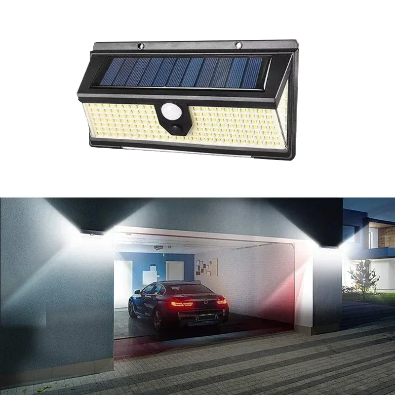 2025 colector Solar lámpara de garaje luces de seguridad de patio Ip65 impermeable 190LED/100LED 270 grados gran angular Reflector iluminado
