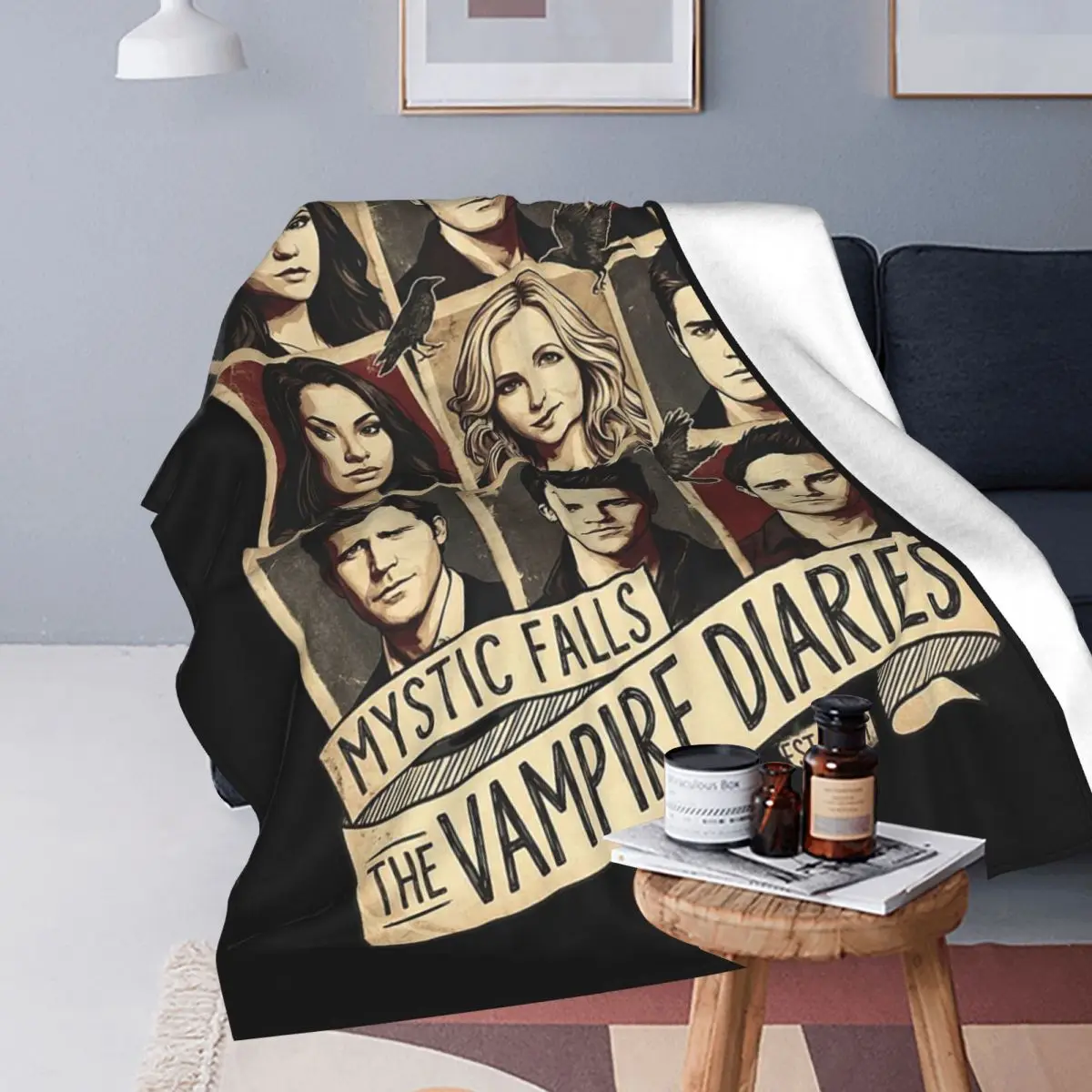 The Vampire Diaries Damon Salvatore TV Series Blanket Soft Warm Flannel Throw Blanket Bedspread for Bed Travel Home Couch
