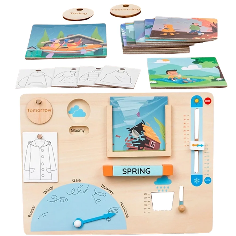 Puzzle Awareness of Weather Forecast Child Kids Toy Busy Board Toddlers 3-5 Wood Station