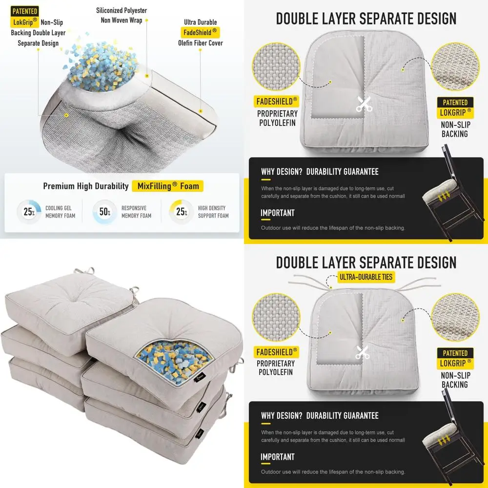 

Подушки на стулья из пены с эффектом памяти для столовой, поддержка хвостовой кости, устойчивые к пятнам, набор из 6 шт., кремовые