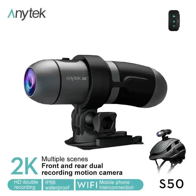 

2K Sports Camera Loop Recording Ultra-clear Night Vision H.265 Wide Angle Lens WIFI APP Wireless IP66 Ultra HD Dual Channel
