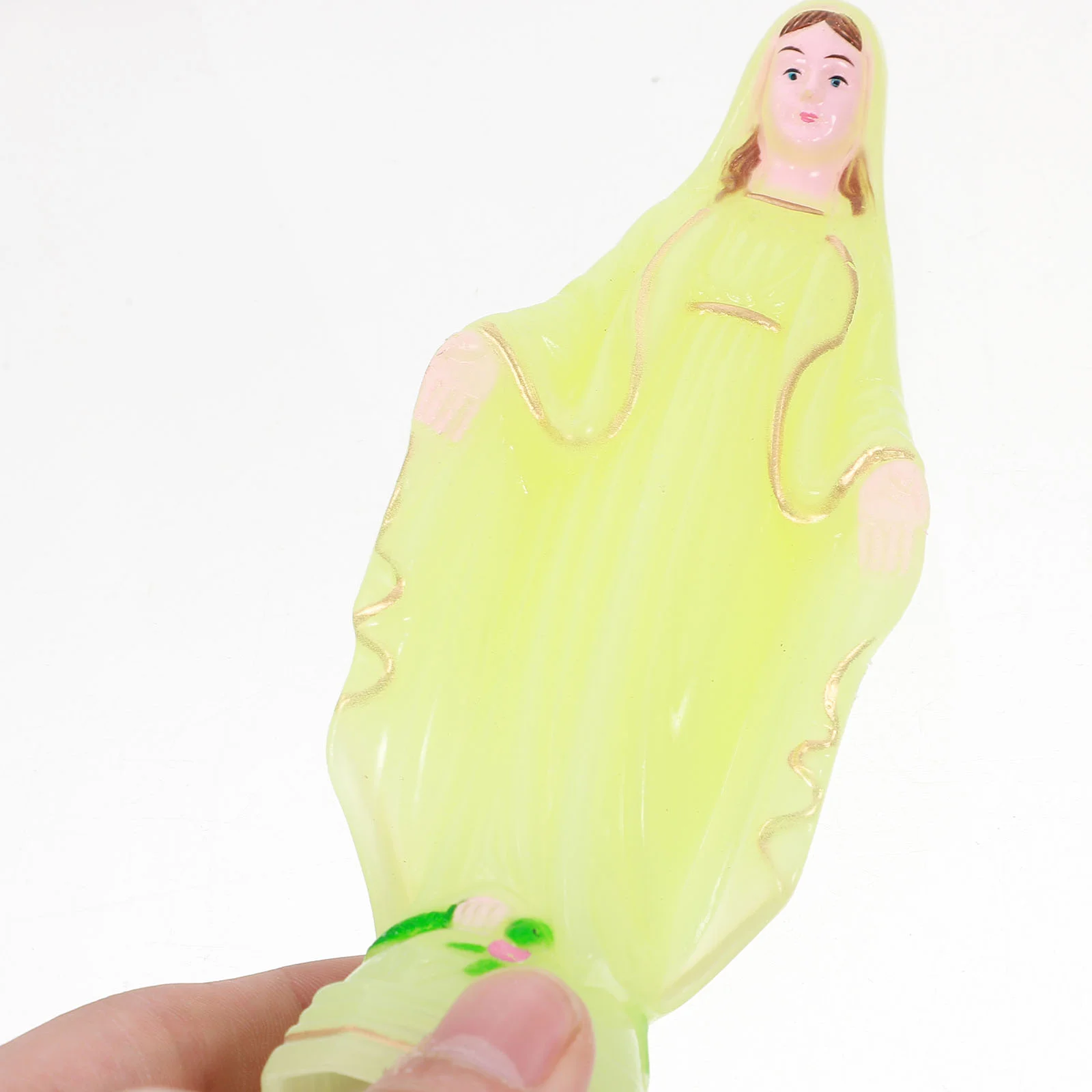 Blessed Mother Statue Our Lady of God Ornament Gift Virgin Mary Adornment Sculpture Yellow Home Decor