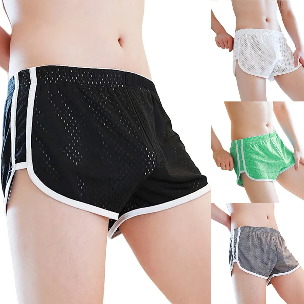 Calções de fitness de malha para homens boxer troncos de fitness L-3XL troncos respiráveis 80 poliéster 20 elastano estilo clássico