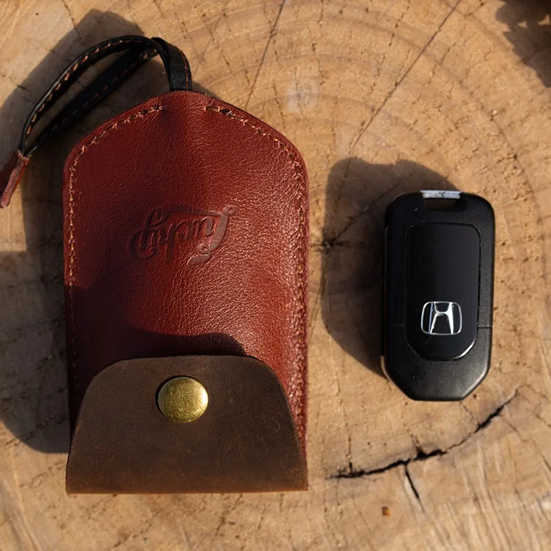 Handmade Leather Key Wallet Minimalist Genuine Leather Key Organizer Key Chain Vintage Cowhide Car Key Holder Gift For Him