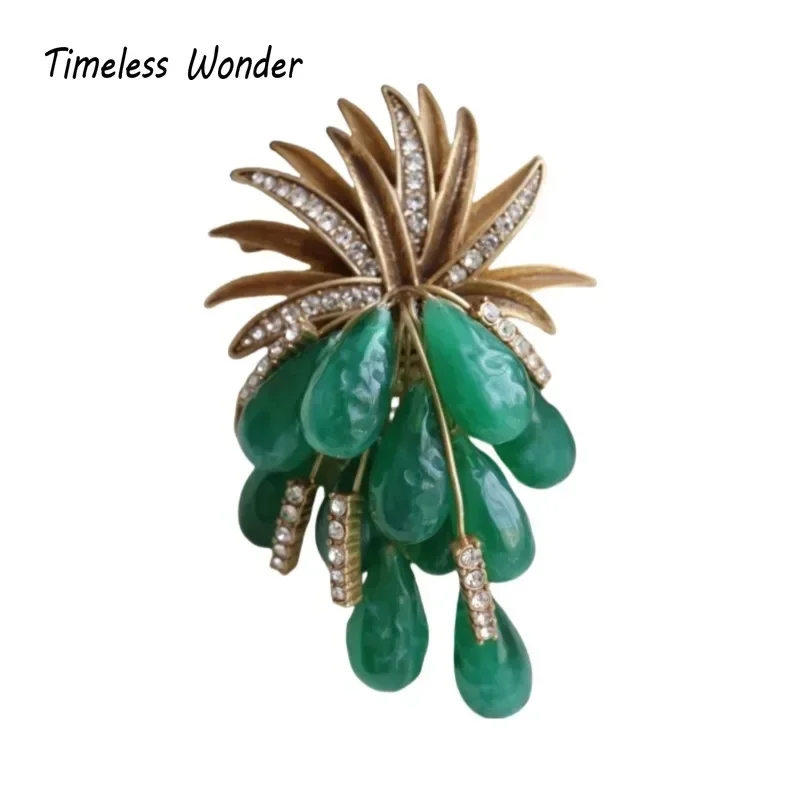 Timeless Wonder Fancy Zircon Geo Glass Floral Brooch Pins for Women Designer Jewelry Runway Top Luxury Cute Rare Classy  2523