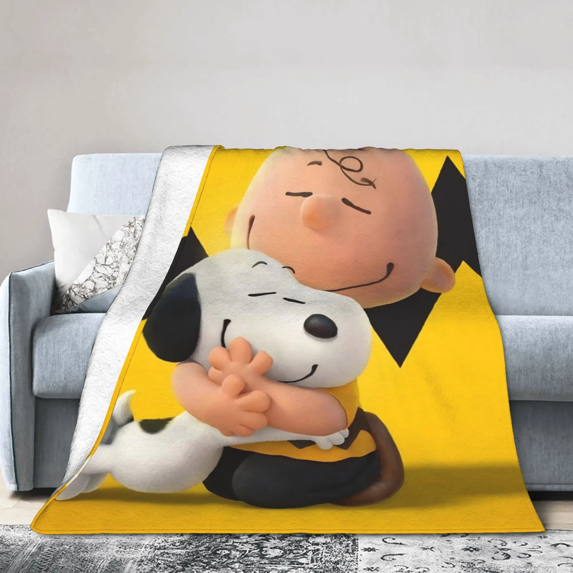 S-Snoopys Movie Blanket Lovely Winter Holiday Flannel Awesome Breathable Throw Blanket for Bed Sofa All Season