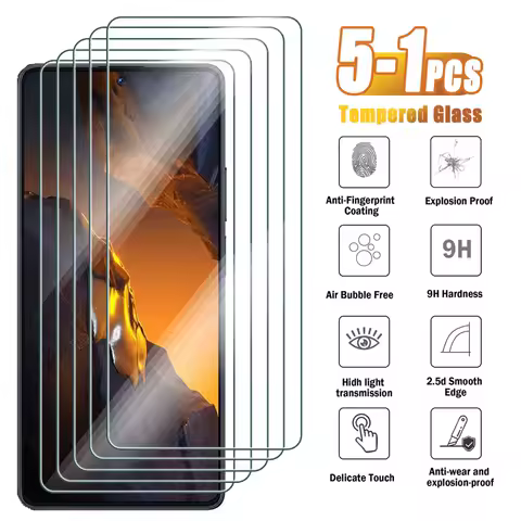 5-1Pcs Tempered Glass For Xiaomi Poco F3 F4 GT F5 Pro Screen Protector for Xiaomi Poco C61 C55 C50 C40 C31 C3
