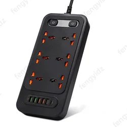 Power Multi Tap Universal Plug EU AU UK Outlet Power Strip with 2m Extension Cord AC Type C USB Port Charge Electrical Socket