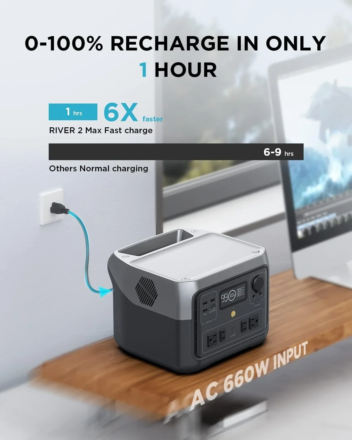 

Hot sale!Portable Power Station RIVER 2 Max, 512Wh LiFePO4 Battery/ 1 Hour Fast Charging