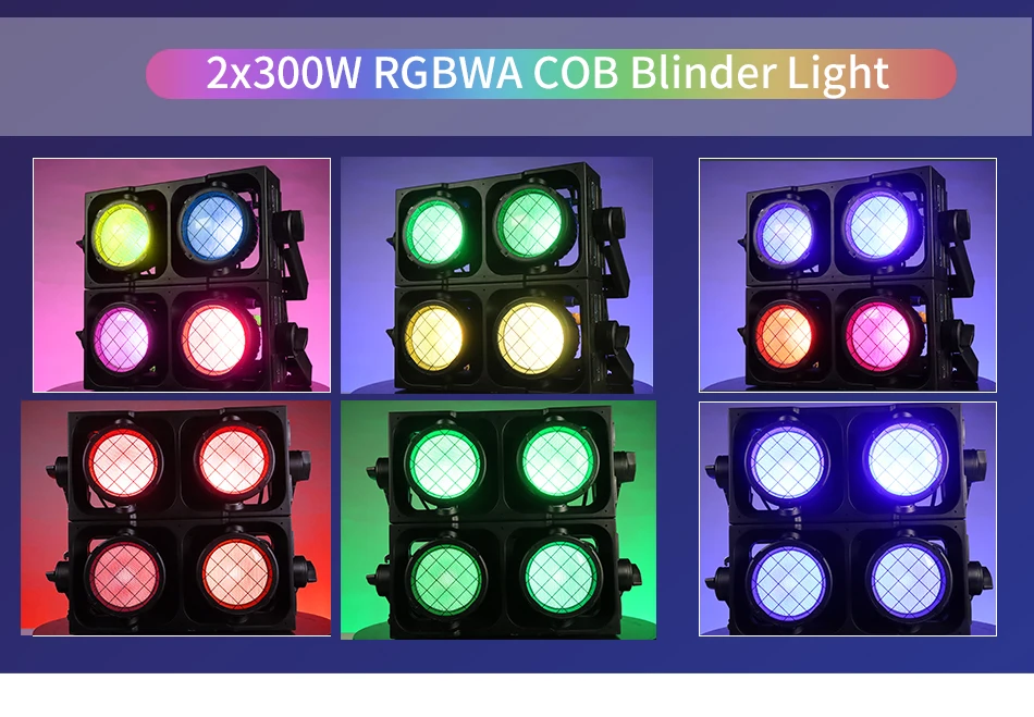 Aicpose 2x300W Wasserdichter COB-Splicing-LED-Blinder für Tanzflächen-DJ-Beleuchtung RGBWA Bühnen-Publikumslicht – Detail 8