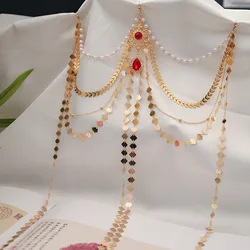 Classic Vintage Hanfu Belt Detachable Alloy Belly Waist Chain Gold Silver Long Fringe Waist Chain Hanfu Accessories