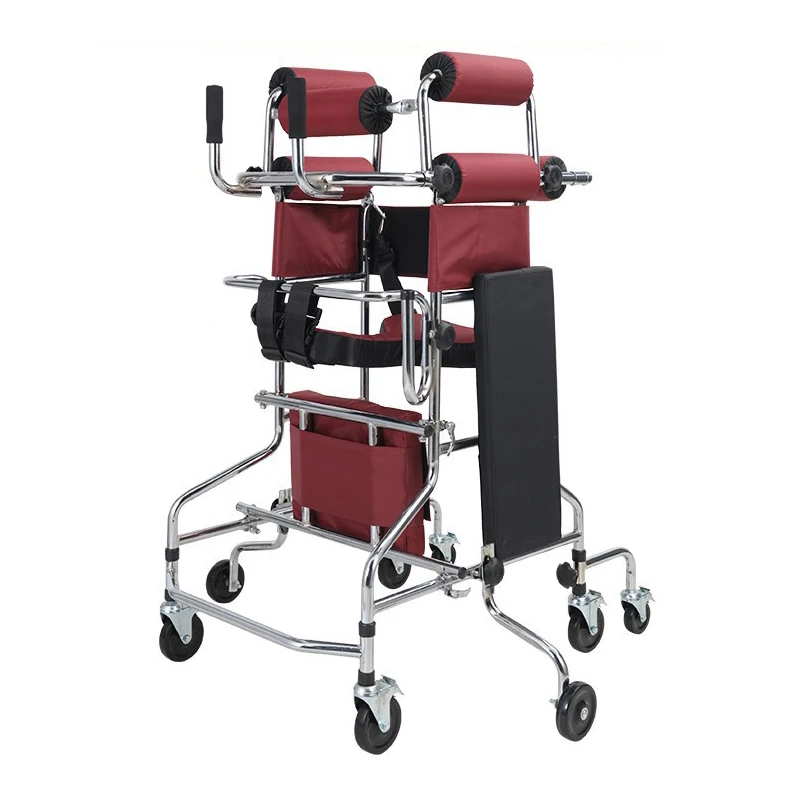 Hemiplegia Walker Stand Frame with Seat Wheel Rehabilitation Device Folding Height Adjustable Lower Limb Disabled