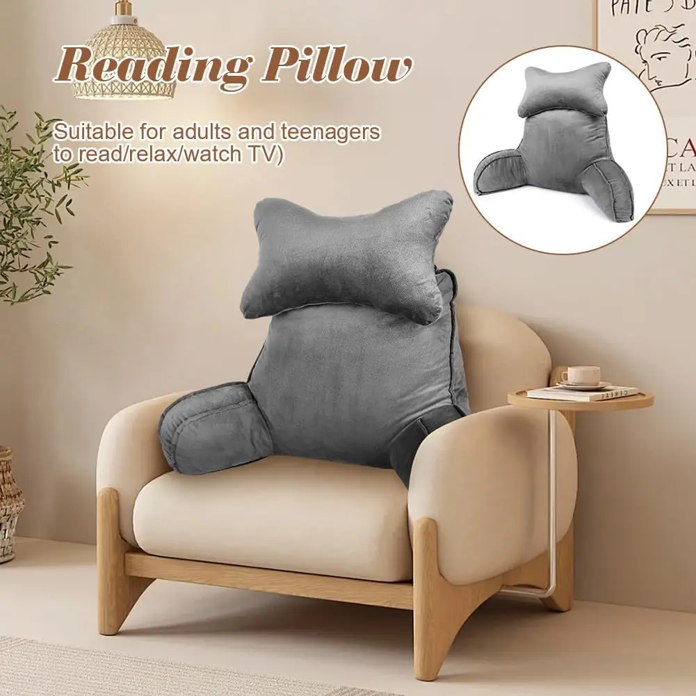 Reading Pillow Cushion with Detachable Neck Roll for Sitting in Bed Couch or Floor Backrest Reading Pillow Adult Back Pillows