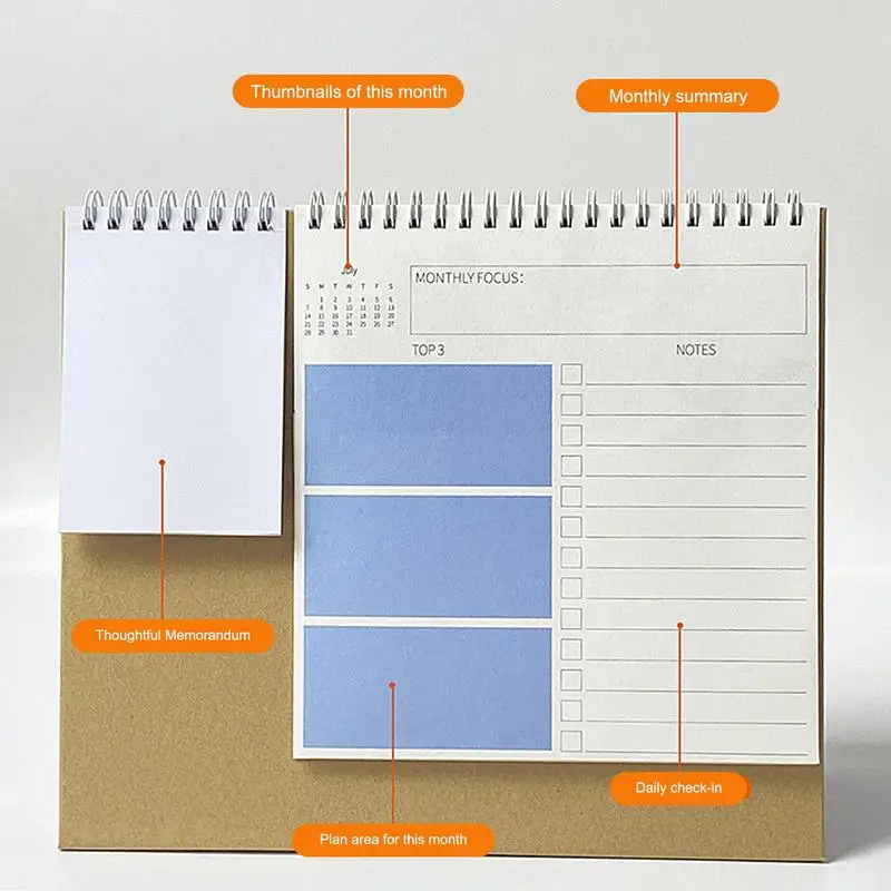 Kalender meja berdiri kecil 2024-2025 Juli 2024-Juni 2025 kalender membalik kalender untuk desain saku kreatif kelas dengan
