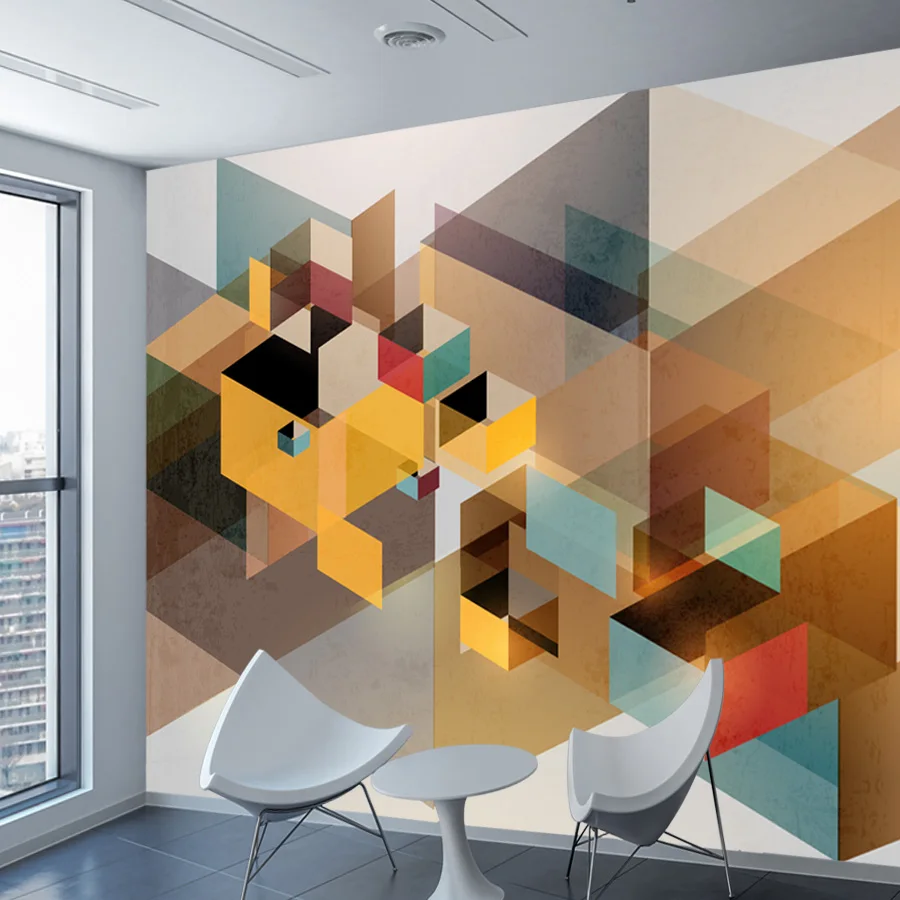 

Custom Peel and Stick Wallpaper for Living Room TV Geometric Abstract Murals Cafe Sofa Background Contact Wall Papars Home Decor